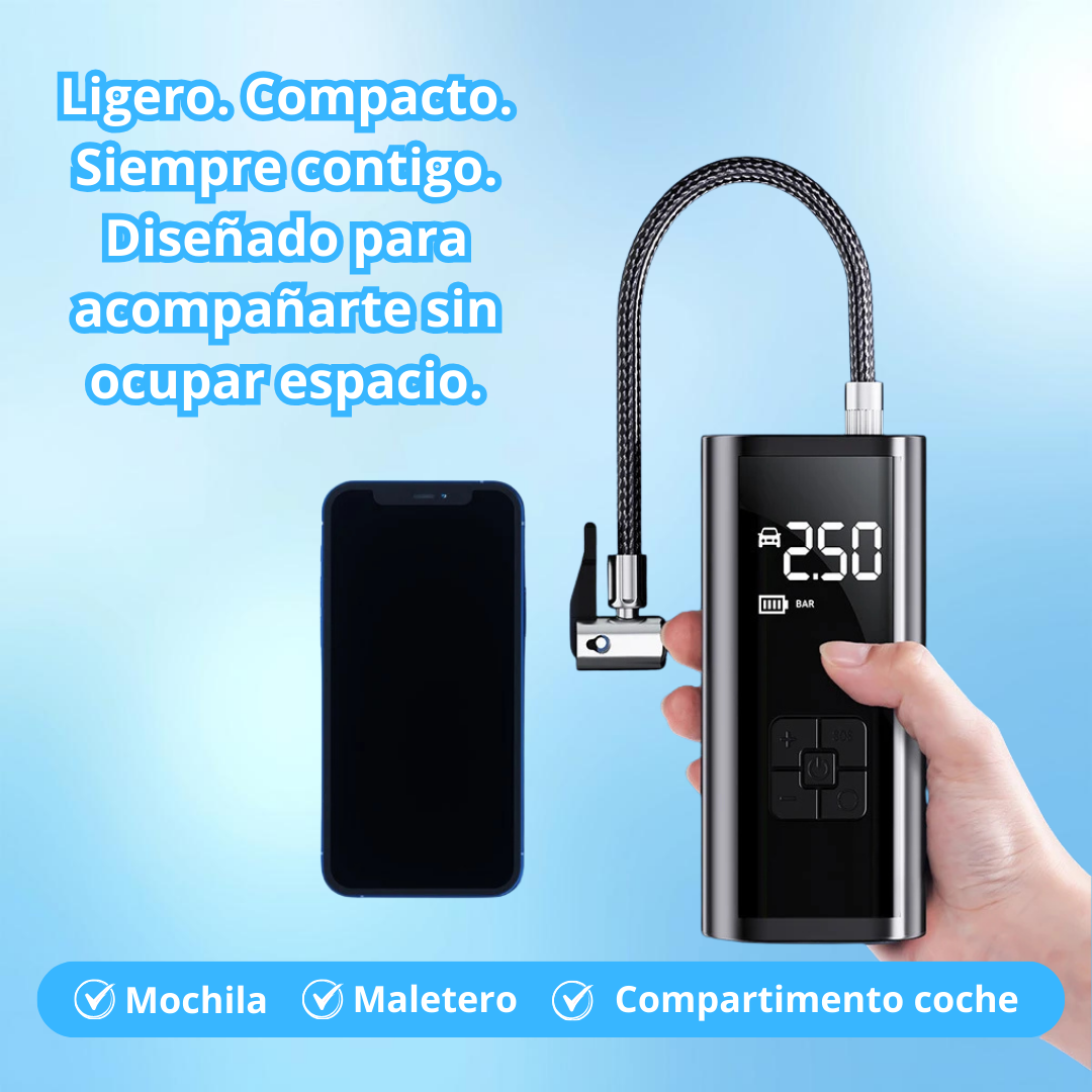 Compresor portátil para inflar ruedas en cualquier momento